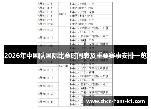 2026年中国队国际比赛时间表及重要赛事安排一览 2026年中国队国际比赛时间表及重要赛事安排一览